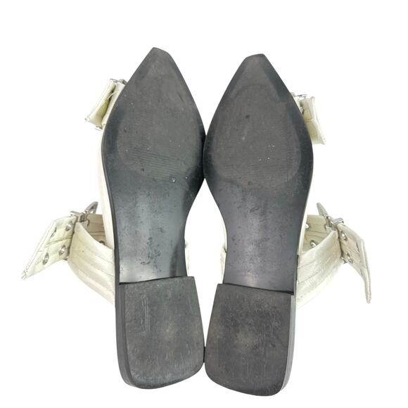 Steve Madden Graya White Patent Leather Studded Pointed Toe Slingback Flats 8 - Picture 4 of 7